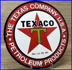 Vintage Texaco Motor Oil Porcelain Sign Texas Gasoline Gas Station Pump Plate