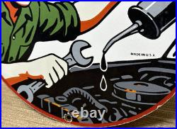 Vintage Texaco Motor Oil Porcelain Sign Texas Gasoline Gas Station Pump Plate