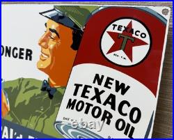 Vintage Texaco Motor Oil Porcelain Sign Texas Gasoline Gas Station Pump Plate Vintage Texaco Motor Oil Porcelain Sign Texas Gasoline Gas Station Pump Plate