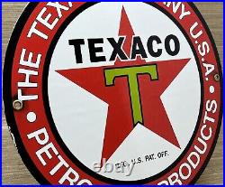 Vintage Texaco Motor Oil Porcelain Sign Texas Gasoline Gas Station Pump Plate