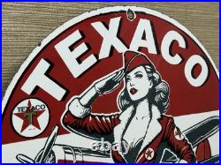 Vintage Texaco Motor Oil Porcelain Sign Texas Gasoline Gas Station Pump Plate