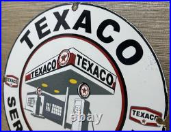 Vintage Texaco Motor Oil Porcelain Sign Texas Gasoline Gas Station Pump Plate