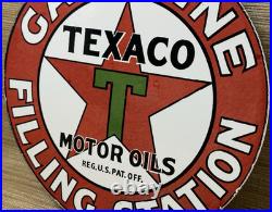 Vintage Texaco Motor Oil Porcelain Sign Texas Gasoline Gas Station Pump Plate Vintage Texaco Motor Oil Porcelain Sign Texas Gasoline Gas Station Pump Plate