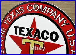 Vintage Texaco Motor Oil Porcelain Sign Texas Gasoline Gas Station Pump Plate