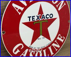 Vintage Texaco Motor Oil Porcelain Sign Texas Gasoline Gas Station Pump Plate