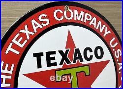 Vintage Texaco Motor Oil Porcelain Sign Texas Gasoline Gas Station Pump Plate