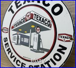 Vintage Texaco Motor Oil Porcelain Sign Texas Gasoline Gas Station Pump Plate