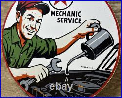 Vintage Texaco Motor Oil Porcelain Sign Texas Gasoline Gas Station Pump Plate