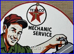 Vintage Texaco Motor Oil Porcelain Sign Texas Gasoline Gas Station Pump Plate