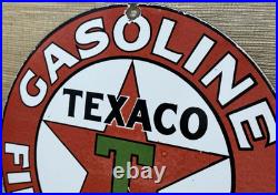 Vintage Texaco Motor Oil Porcelain Sign Texas Gasoline Gas Station Pump Plate