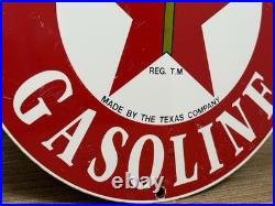 Vintage Texaco Motor Oil Porcelain Sign Texas Gasoline Gas Station Pump Plate