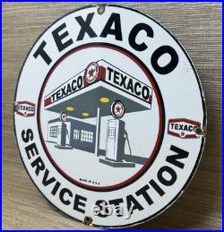 Vintage Texaco Motor Oil Porcelain Sign Texas Gasoline Gas Station Pump Plate
