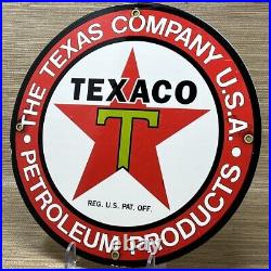 Vintage Texaco Motor Oil Porcelain Sign Texas Gasoline Gas Station Pump Plate