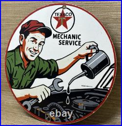 Vintage Texaco Motor Oil Porcelain Sign Texas Gasoline Gas Station Pump Plate