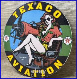 Vintage Texaco Motor Oil Porcelain Sign Texas Gasoline Gas Station Pump Plate