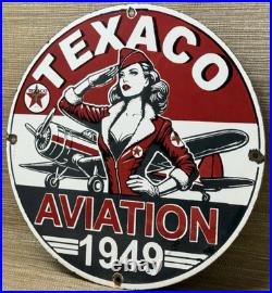 Vintage Texaco Motor Oil Porcelain Sign Texas Gasoline Gas Station Pump Plate