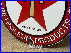 Vintage Texaco Motor Oil Porcelain Sign Texas Gasoline Gas Station Pump Plate