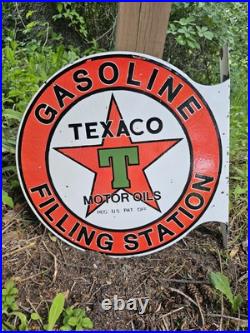 Vintage Texaco Motor Oils Double-sided Flange Porcelain Gas Station Sign Vintage Texaco Motor Oils Double-sided Flange Porcelain Gas Station Sign