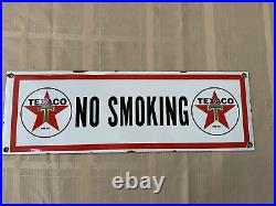 Vintage Texaco No Smoking Gasoline Motor Oil Porcelain Gas Station Pump Sign