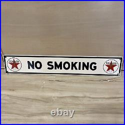 Vintage Texaco No Smoking Porcelain Sign Texas Gasoline Gas Station Pump Plate