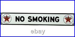 Vintage Texaco No Smoking Porcelain Sign Texas Gasoline Gas Station Pump Plate