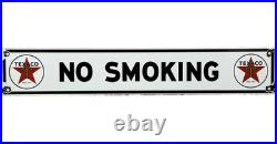 Vintage Texaco No Smoking Porcelain Sign Texas Gasoline Gas Station Pump Plate