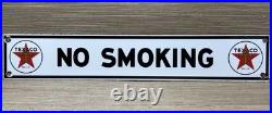 Vintage Texaco No Smoking Porcelain Sign Texas Gasoline Gas Station Pump Plate