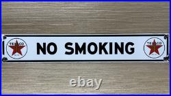 Vintage Texaco No Smoking Porcelain Sign Texas Gasoline Gas Station Pump Plate