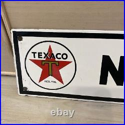 Vintage Texaco No Smoking Porcelain Sign Texas Gasoline Gas Station Pump Plate