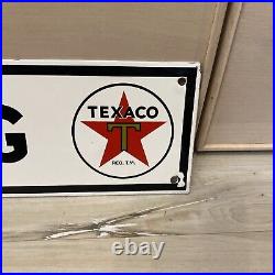 Vintage Texaco No Smoking Porcelain Sign Texas Gasoline Gas Station Pump Plate