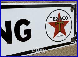 Vintage Texaco No Smoking Porcelain Sign Texas Gasoline Gas Station Pump Plate
