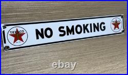 Vintage Texaco No Smoking Porcelain Sign Texas Gasoline Gas Station Pump Plate