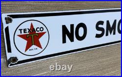 Vintage Texaco No Smoking Porcelain Sign Texas Gasoline Gas Station Pump Plate