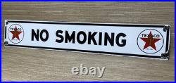 Vintage Texaco No Smoking Porcelain Sign Texas Gasoline Gas Station Pump Plate