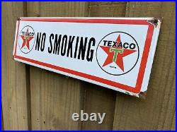 Vintage Texaco No Smoking Porcelain Sign Texas Oil Gas Station Pump Petroliana