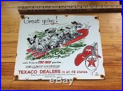 Vintage Texaco Oil Porcelain 1-9-56 Gas and Oil Pump Plate
