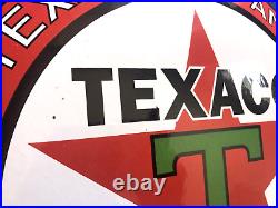 Vintage Texaco Petroleum Texas Bubble 12 Porcelain Gas Oil Pump Station Sign