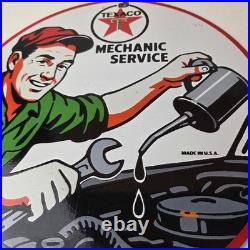 Vintage Texaco Pin Up Gas Pump Porcelain Sign Filling Station Attendant Sign