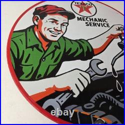 Vintage Texaco Pin Up Gas Pump Porcelain Sign Filling Station Attendant Sign