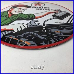 Vintage Texaco Pin Up Gas Pump Porcelain Sign Filling Station Attendant Sign