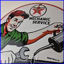 Vintage Texaco Pin Up Gas Pump Porcelain Sign Filling Station Attendant Sign