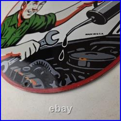 Vintage Texaco Pin Up Gas Pump Porcelain Sign Filling Station Attendant Sign