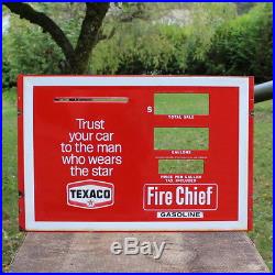 Vintage Texaco Porcelain Gas Pump Face Plate Sign Fire Chief Gas Station
