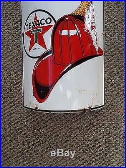 Vintage Texaco Porcelain Gas Pump Sign Circular 1940 Pre WW2 Fire Chief Star
