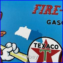 Vintage Texaco Porcelain Gas Station Oil Fire Chief Donald Duck Petrol Pump Sign