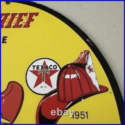 Vintage Texaco Porcelain Gas Station Oil Fire Chief Petroleum Service Pump Sign