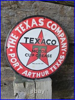 Vintage Texaco Porcelain Gas Station Sign, Port Arthur Texas, 12