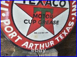 Vintage Texaco Porcelain Gas Station Sign, Port Arthur Texas, 12