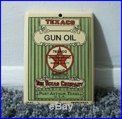Vintage Texaco Porcelain Gasoline Oil Sign Gas Station Pump Gun Oil Push Rare