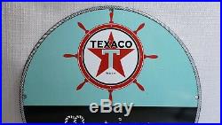 Vintage Texaco Porcelain Gasoline Oil Sign Gas Station Pump Marine Dated Rare